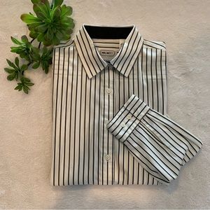 Mr. Witt black & white striped long sleeve blouse.  EUC.